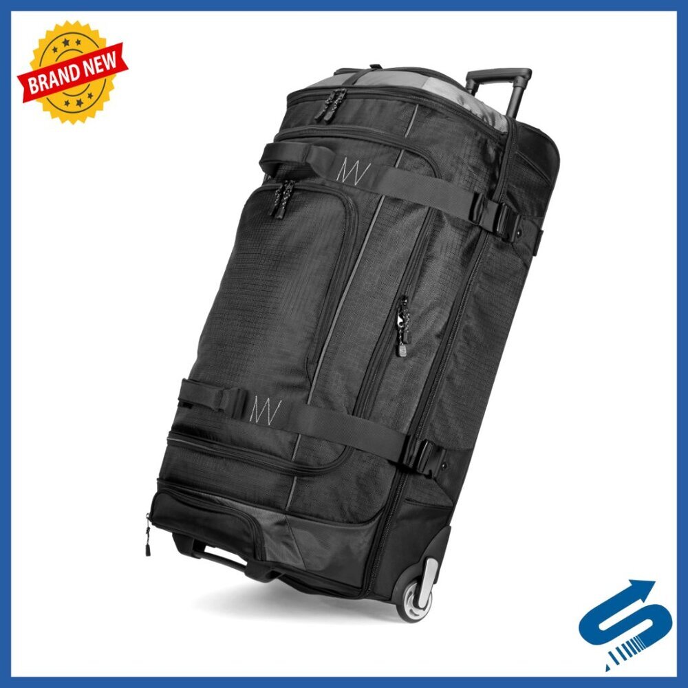 35-inch Rolling Duffle Bag with Wheels, Multiple Pockets, Durable Polyester